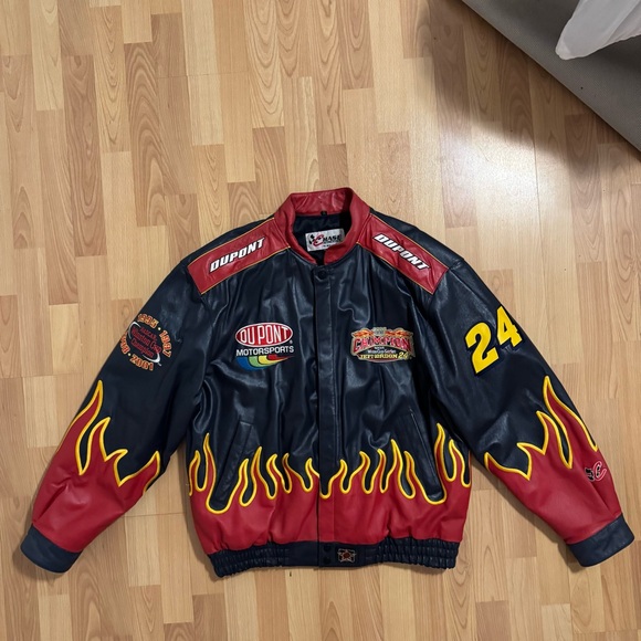 RARE Vintage 90s NASCAR Jeff Gordon leather bomber jacket #NASCAR - Picture 9 of 10
